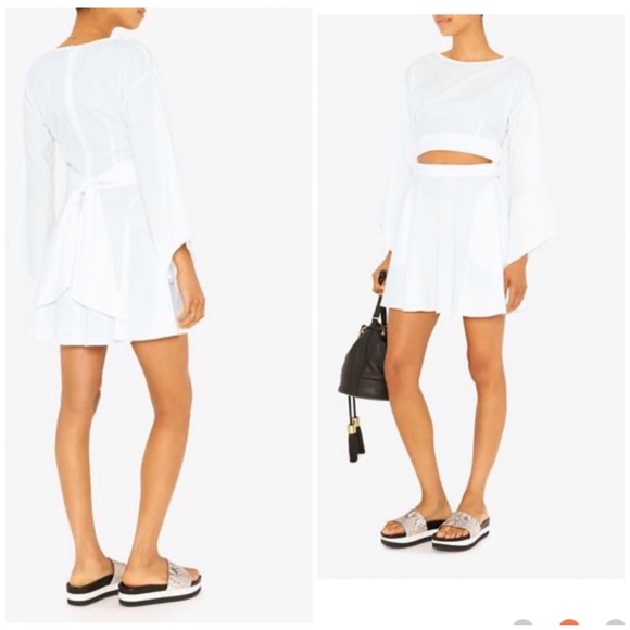 Intermix White Bell Sleeve Cut-out Mid-riff Dress - Picture 2 of 8